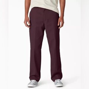 NEW! Dickies Skate Pant 34x32 Maroon Twill - Skateboarding WPSK67MR